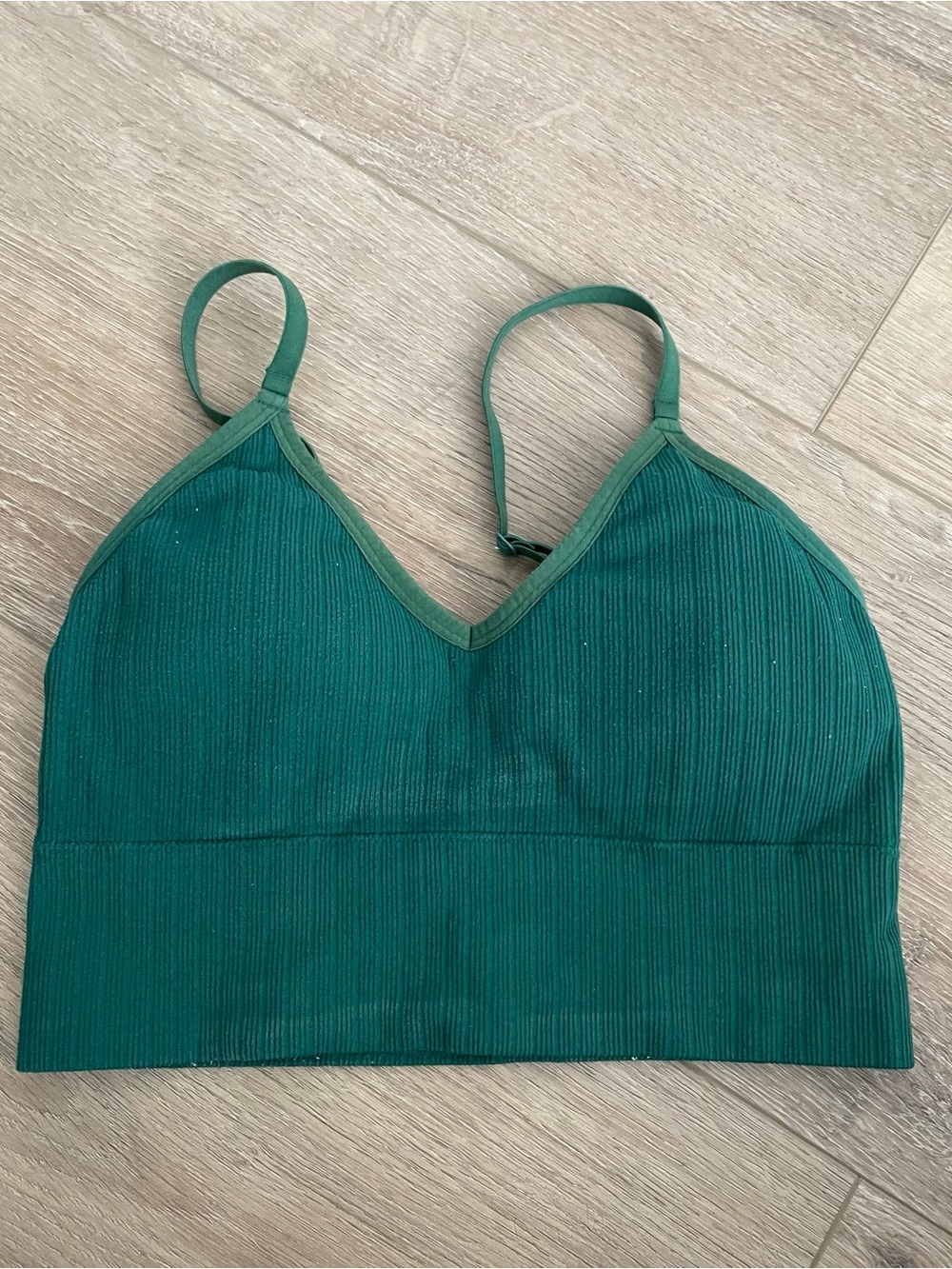 Auden Green Ribbed V-Neck Sports Bea